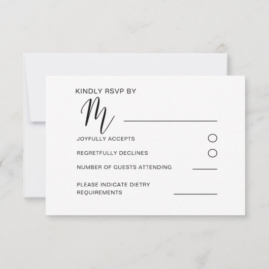 Modern Zwart & Goud Bruiloft RSVP (Achterkant)