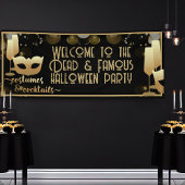 Modern Zwart Goud Chique Volwassen Glam Halloween  Spandoek