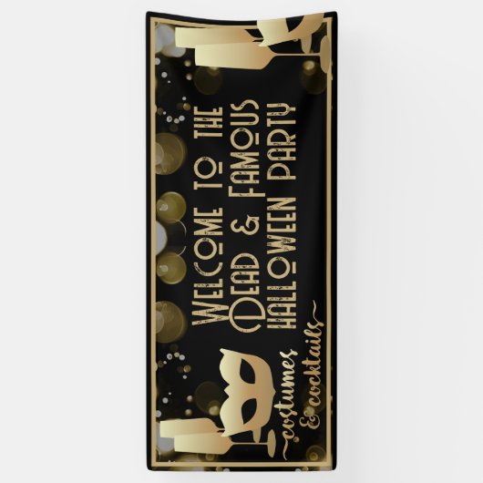 Modern Zwart Goud Chique Volwassen Glam Halloween  Spandoek (Verticaal)