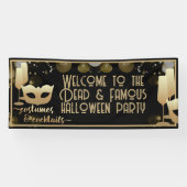 Modern Zwart Goud Chique Volwassen Glam Halloween Spandoek (Horizontaal)