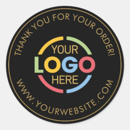 Modern Zwart Goud Custom Business Logo Promotional Ronde Sticker