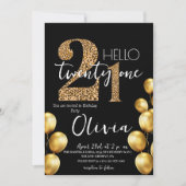 Modern Zwart Goud Eenentwintig 21ste Verjaardag Pa Kaart (Voorkant)