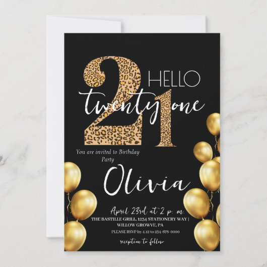 Modern Zwart Goud Eenentwintig 21ste Verjaardag Pa Kaart (Voorkant)
