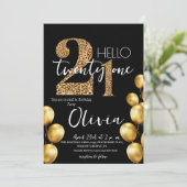 Modern Zwart Goud Eenentwintig 21ste Verjaardag Pa Kaart (Staand voorkant)