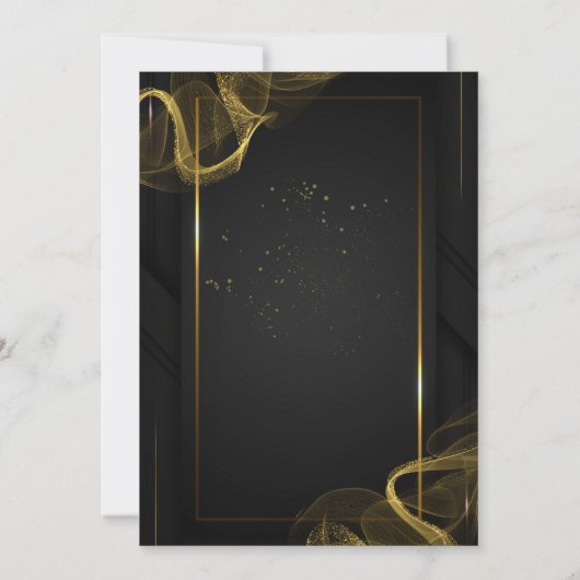 Modern Zwart & Goud Elegant Bruiloft Save The Date Bedankkaart (Achterkant)