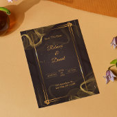 Modern Zwart & Goud Elegant Bruiloft Save The Date Bedankkaart