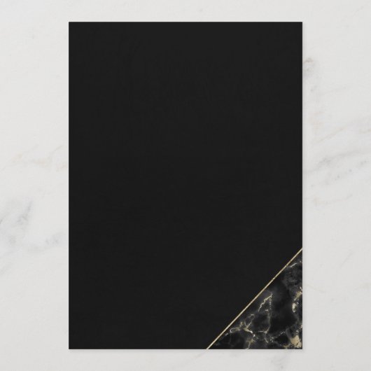 Modern zwart goud elegant marmer Wedding Menu (Achterkant)