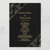 Modern zwart goud elegant marmer Wedding Menu (Voorkant)
