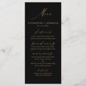 Modern Zwart Goud Elegant Script Bruiloft Menu (Voorkant)