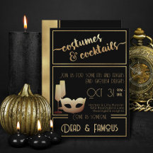 Modern Zwart Goud Elegant Volwassen Halloween Part