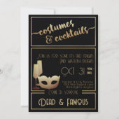 Modern Zwart Goud Elegant Volwassen Halloween Part Kaart (Voorkant)