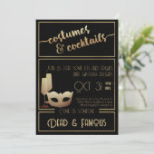 Modern Zwart Goud Elegant Volwassen Halloween Part Kaart (Staand voorkant)