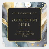Modern Zwart Goud Elegant Waterverf Candle Label (Voorkant)