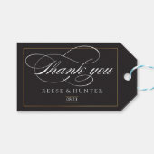 Modern zwart goud elegante bruiloft dank u cadeaulabel (Voorkant (Horizontaal))