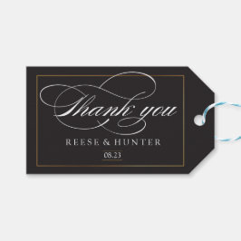 Modern zwart goud elegante bruiloft dank u cadeaulabel