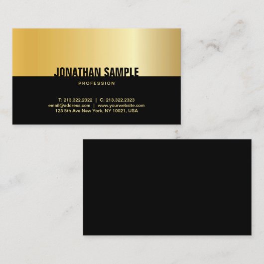 Modern Zwart Goud Elegante Professionele Sjabloon Visitekaartje (Voorkant / Achterkant)