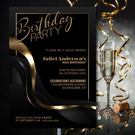 Modern zwart goud elke leeftijd verjaardagsfeest kaart