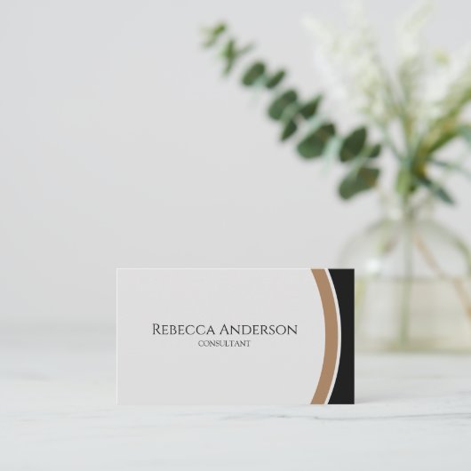 Modern zwart, goud en grijs visitekaartje (Staand voorkant)