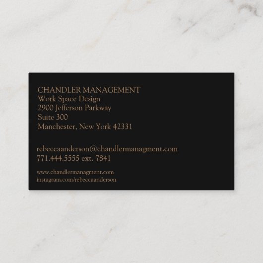 Modern zwart, goud en grijs visitekaartje (Achterkant)