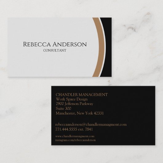 Modern zwart, goud en grijs visitekaartje (Voorkant / Achterkant)