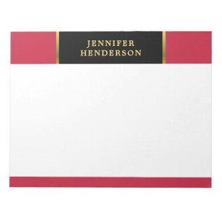 Modern zwart goud en kardinaalrood professioneel notitieblok