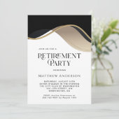 Modern Zwart, Goud en Tan Pensioenfeest Kaart (Staand voorkant)