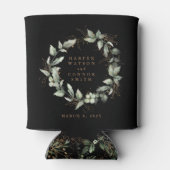 Modern Zwart Goud Eucalyptus Krans Bruiloft Blikjeskoeler (Achterkant)