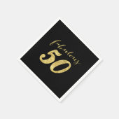 Modern Zwart & Goud Fabulous 50 Verjaardag Servetten (Hoek)