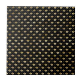 Modern zwart goud Fleur de Lis illustratie Tegeltje