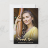 Modern Zwart Goud Foto Afstuderen Bedankkaart (Voorkant)