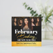 Modern Zwart Goud Foto Haar Stylist Flyer Kaart (Staand voorkant)