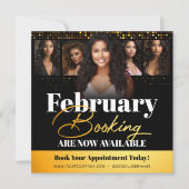 Modern Zwart Goud Foto Haar Stylist Flyer Kaart (Voorkant)