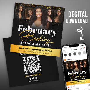 Modern Zwart Goud Foto Haar Stylist Flyer Kaart