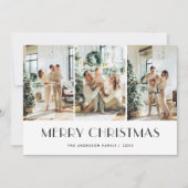 Modern Zwart Goud Foto Merry Christmas Kaart (Voorkant)