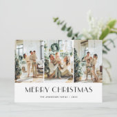 Modern Zwart Goud Foto Merry Christmas Kaart (Staand voorkant)