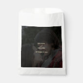 Modern Zwart Goud Foto Overlay Bruiloft Bedankzakje (Voorkant)