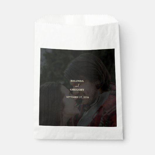 Modern Zwart Goud Foto Overlay Bruiloft Bedankzakje (Voorkant)