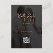 Modern Zwart Goud Foto Overlay Bruiloft Informatiekaartje (Voorkant)