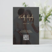 Modern Zwart Goud Foto Overlay Bruiloft Informatiekaartje (Staand voorkant)