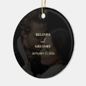 Modern Zwart Goud Foto Overlay Bruiloft Keramisch Ornament (Links)