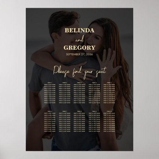 Modern Zwart Goud Foto Overlay Bruiloft Poster (Voorkant)