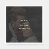 Modern Zwart Goud Foto Overlay Bruiloft Servet (Voorkant)