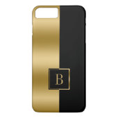 Modern Zwart & Goud geometrisch ontwerpmonogram Case-Mate iPhone Case (Achterkant)