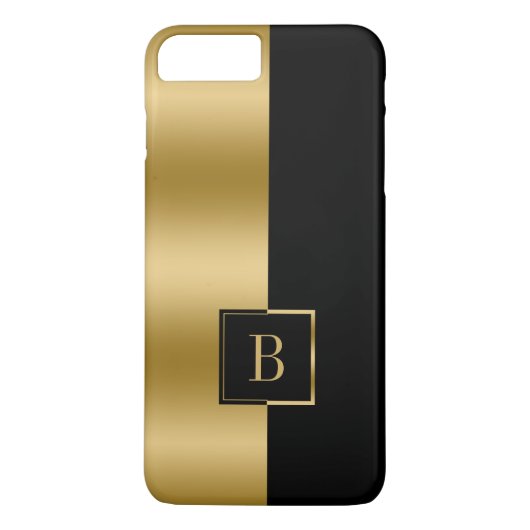 Modern Zwart & Goud geometrisch ontwerpmonogram Case-Mate iPhone Case (Achterkant)