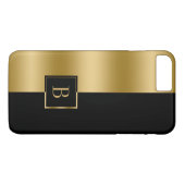 Modern Zwart & Goud geometrisch ontwerpmonogram Case-Mate iPhone Case (Achterkant (Horizontaal))