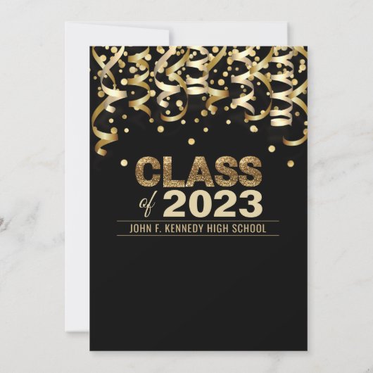 Modern Zwart Goud Glitter 2024 AFSTUDEERFEEST Kaart (Achterkant)