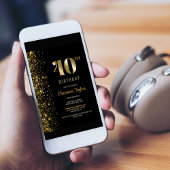 Modern Zwart Goud Glitter 40e Verjaardagsfeestje Kaart