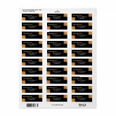 Modern Zwart Goud Glitter Afstuderen retouradres Etiket (Full Sheet)