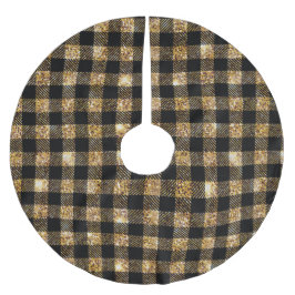 Modern Zwart Goud Glitter Buffel Plaid Kerstmis Kerstboom Rok