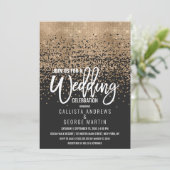 Modern Zwart Goud Glitter Confetti bruiloft Kaart (Staand voorkant)
